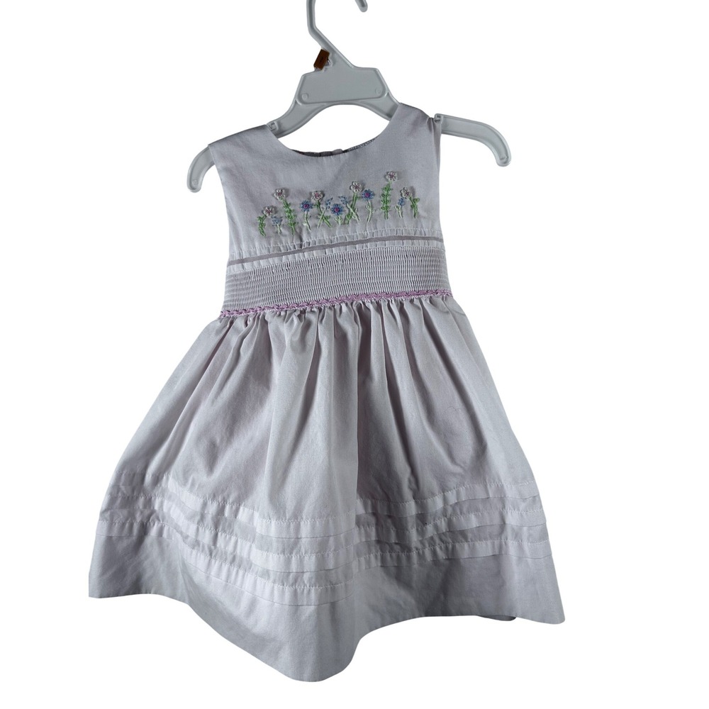 B.T. Kids Dress 24 Months Pink Floral Smocked Embroidered Sleeveless Girls